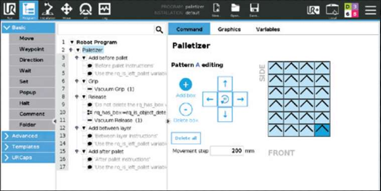 Imposta schema di pallettizzazione